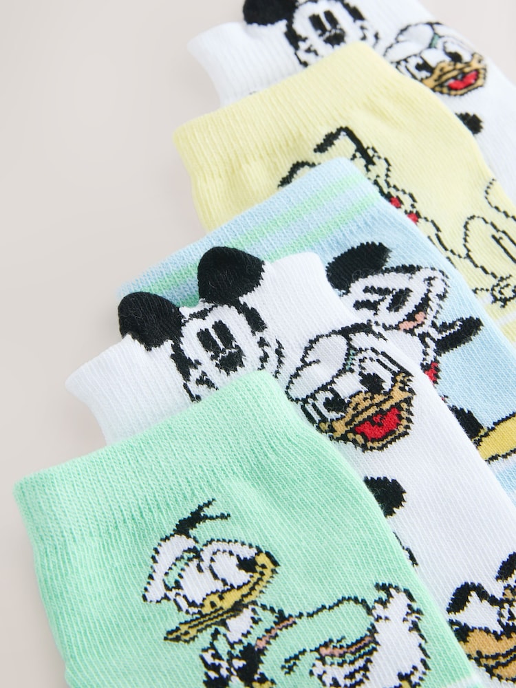 Mickey Mouse Character Cotton Rich Trainer Socks 5 Pack - Image 2 of 3