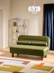 MADE.COM Olive Green Velvet Large Maxton 2 Seater Sofa Bed - Image 1 of 6