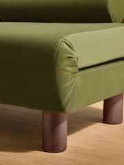 MADE.COM Olive Green Velvet Large Maxton 2 Seater Sofa Bed - Image 3 of 6