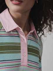 Blau/Pink gestreift - Kurzärmeliges Rugby-Polo-Top mit Kragen - Bild 5 von 8