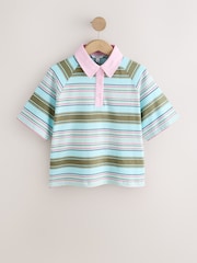 Blau/Pink gestreift - Kurzärmeliges Rugby-Polo-Top mit Kragen - Bild 6 von 8