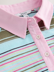 Blau/Pink gestreift - Kurzärmeliges Rugby-Polo-Top mit Kragen - Bild 7 von 8