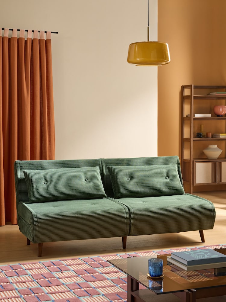 MADE.COM Olive Green Corduroy Haru 4 Seater Sofa Bed - Image 1 of 6 MADE.COM Olive Green Corduroy Haru 4 Seater Sofa Bed - Image 1 of 6