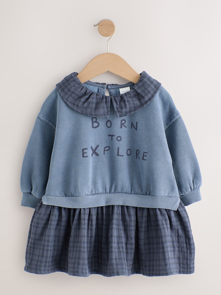 Navy Layered Sweat Dress (3mths-7yrs) - Image 1 of 5