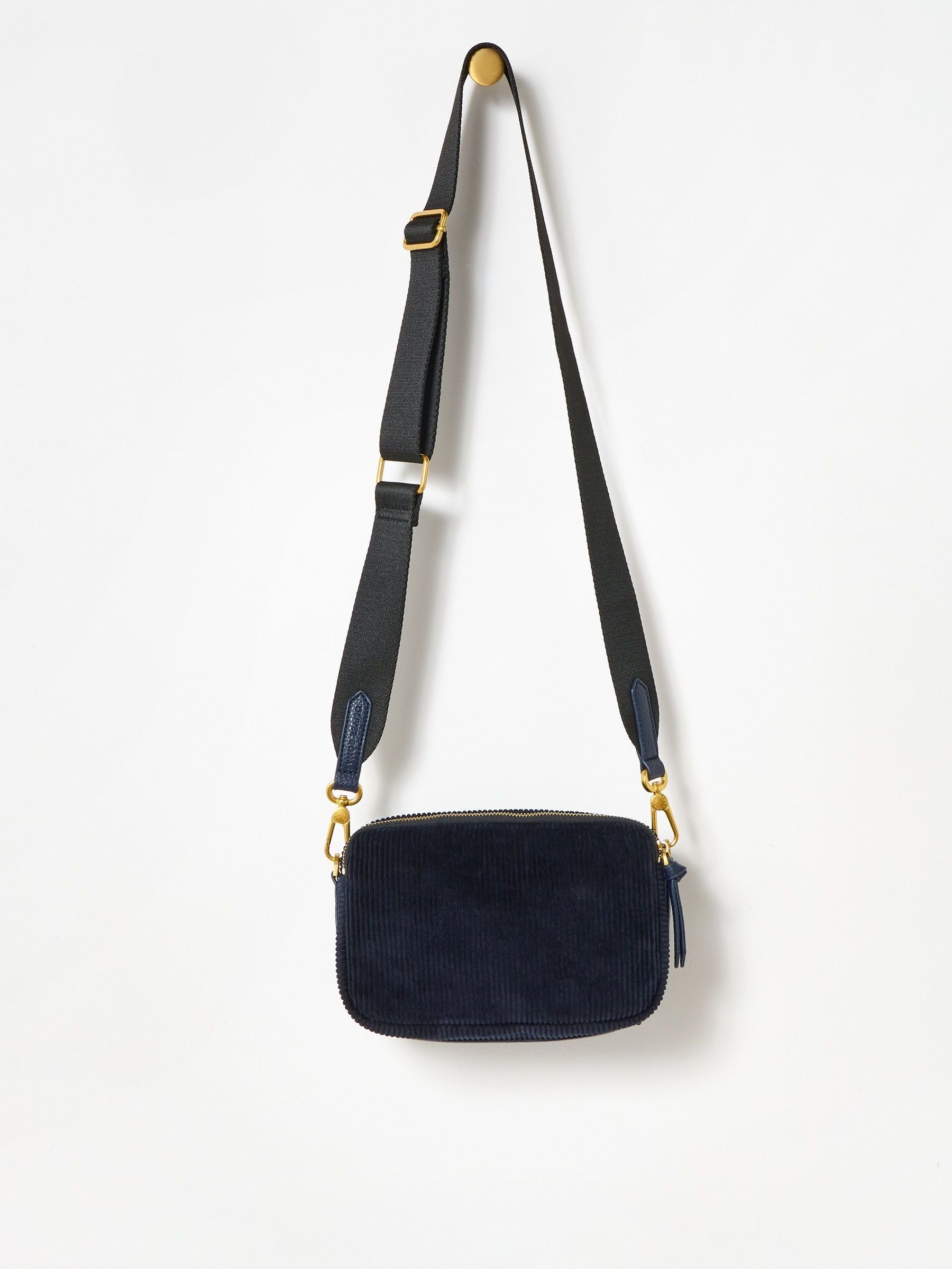 Buy Oliver Bonas Blue Corduroy Double Pocket Cross-Body Bag from