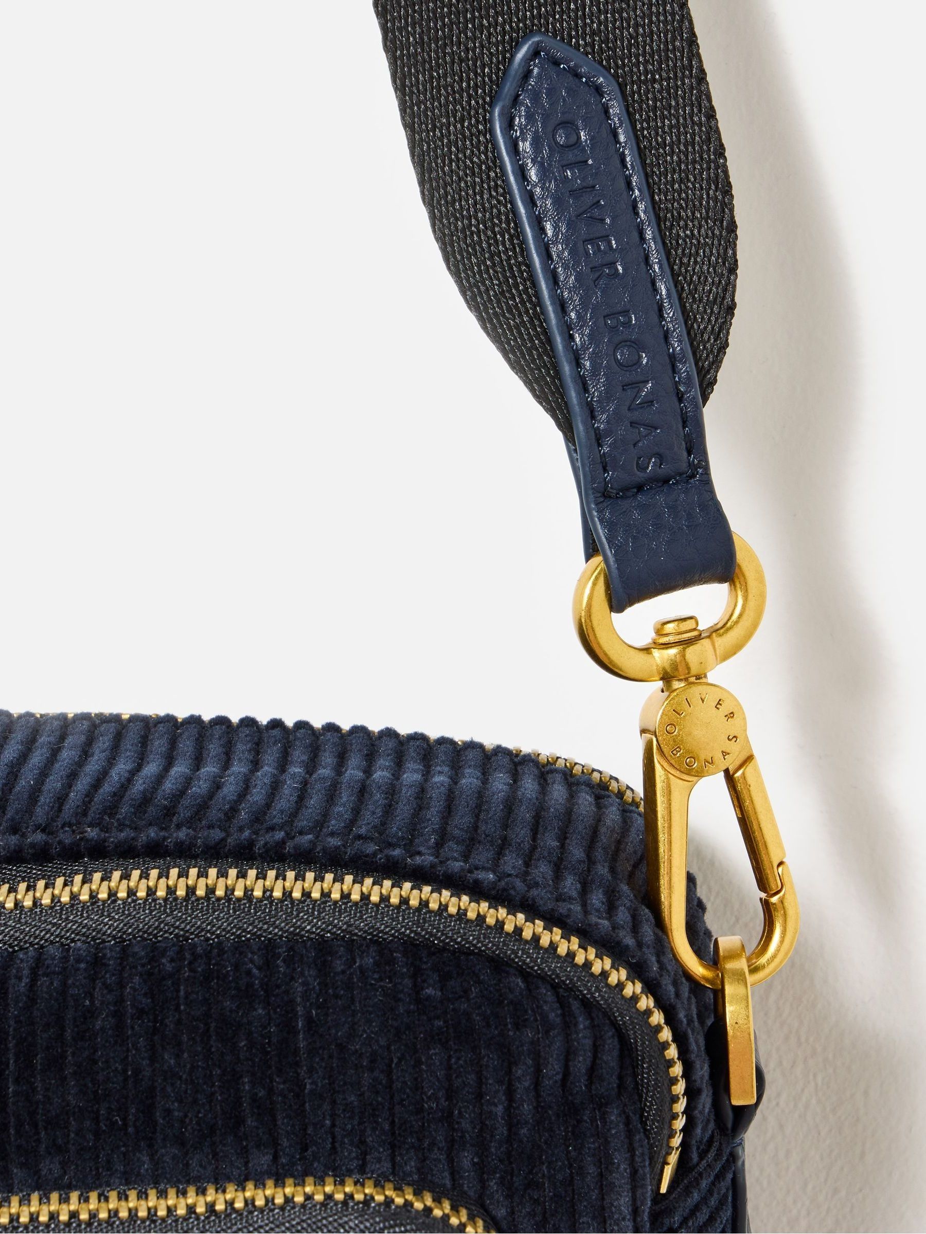 Buy Oliver Bonas Blue Corduroy Double Pocket Cross-Body Bag from