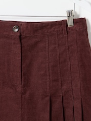 Oliver Bonas Brown Corduroy Pleated Mini Skirt - Image 7 of 8