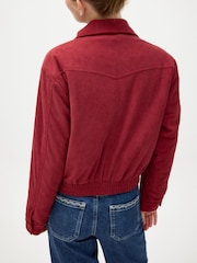 Oliver Bonas Red Corduroy Embroidered Pocket Collared Jacket - Image 2 of 7