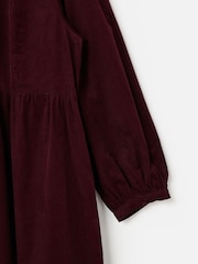 Oliver Bonas Red Corduroy Zip Front Collared Midi Dress - Image 7 of 8
