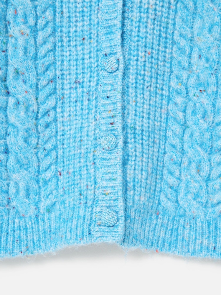 Oliver Bonas Blue Marl Chunky Cable Knit Cardigan - Image 7 of 7
