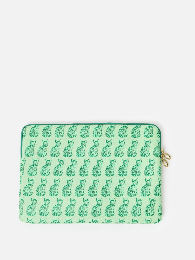 Oliver Bonas Green Cat Laptop Case - Image 2 of 4 Oliver Bonas Green Cat Laptop Case - Image 2 of 4