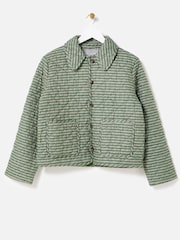 Oliver Bonas Green Checked Heart Quilted Jacket - Image 1 of 6