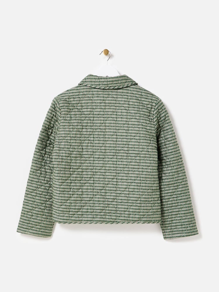 Oliver Bonas Green Checked Heart Quilted Jacket - Image 2 of 6 Oliver Bonas Green Checked Heart Quilted Jacket - Image 2 of 6