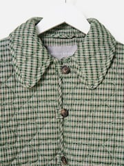 Oliver Bonas Green Checked Heart Quilted Jacket - Image 3 of 6