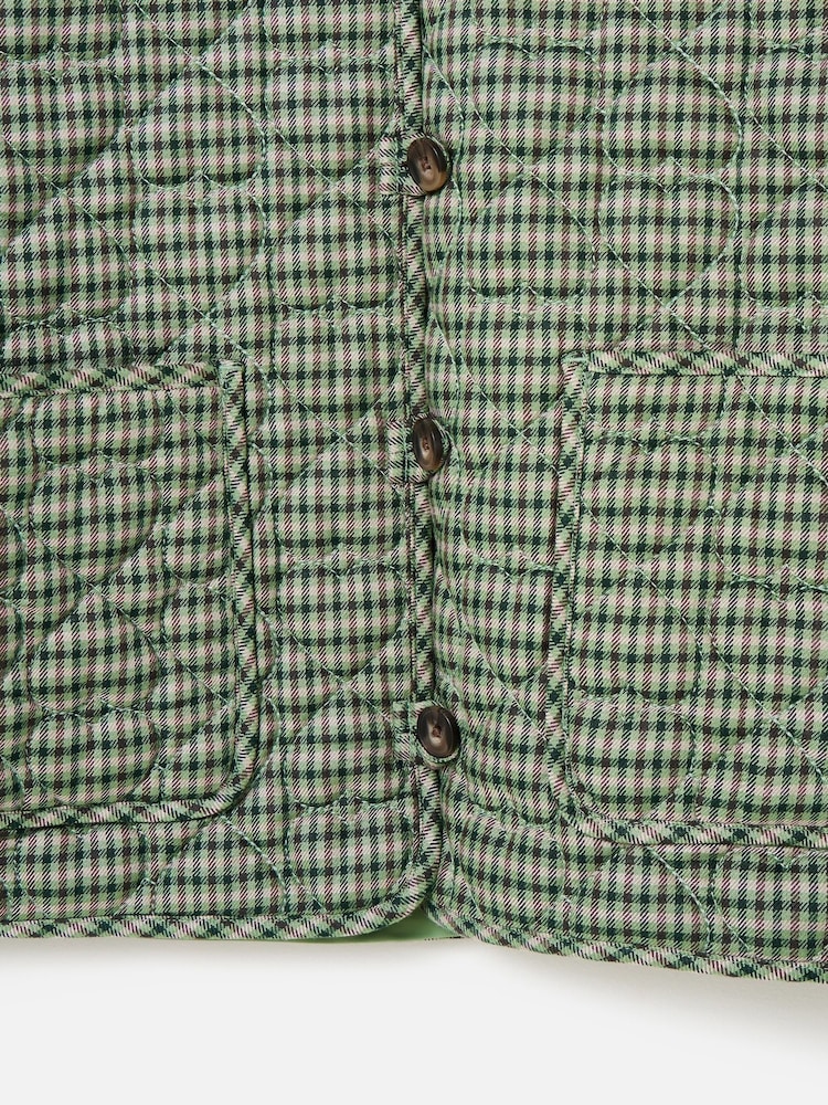 Oliver Bonas Green Checked Heart Quilted Jacket - Image 6 of 6 Oliver Bonas Green Checked Heart Quilted Jacket - Image 6 of 6