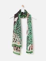 Oliver Bonas Green Cuddling Cats Lightweight Scarf - Image 2 of 5