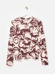 Oliver Bonas Brown Horse Print Fitted Long Sleeve Top - Image 3 of 8