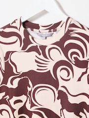 Oliver Bonas Brown Horse Print Fitted Long Sleeve Top - Image 5 of 8