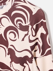 Oliver Bonas Brown Horse Print Fitted Long Sleeve Top - Image 6 of 8