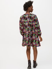 Oliver Bonas Black Floral Embroidered V-Neck Mini Dress - Image 2 of 7