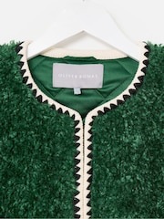 Oliver Bonas Green Textured Faux Fur Jacket - Image 5 of 7