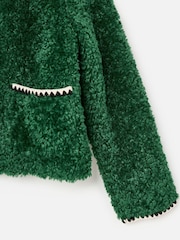 Oliver Bonas Green Textured Faux Fur Jacket - Image 7 of 7