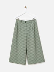Oliver Bonas Green Checked Cropped Wide Leg Trousers - Image 3 of 7