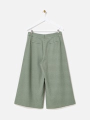 Oliver Bonas Green Checked Cropped Wide Leg Trousers - Image 4 of 7