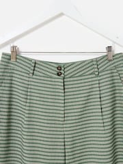 Oliver Bonas Green Checked Cropped Wide Leg Trousers - Image 5 of 7