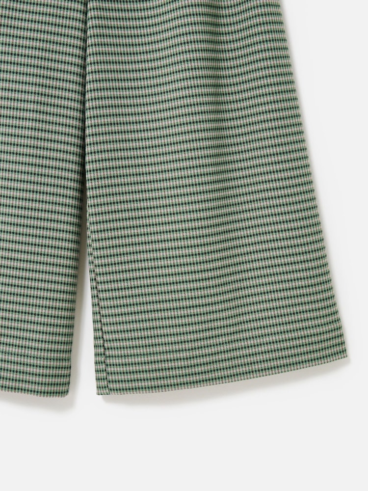 Oliver Bonas Green Checked Cropped Wide Leg Trousers - Image 7 of 7