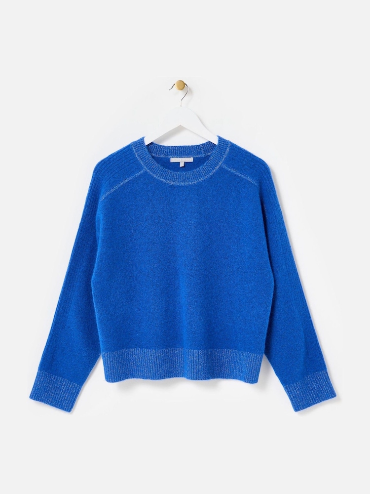 Oliver Bonas Blue Sparkle Crew Neck Knitted Jumper - Image 1 of 6