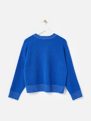 Oliver Bonas Blue Sparkle Crew Neck Knitted Jumper - Image 2 of 6