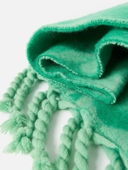 Oliver Bonas Green Heart Print Heavyweight Twisted Tassel Scarf - Image 4 of 5
