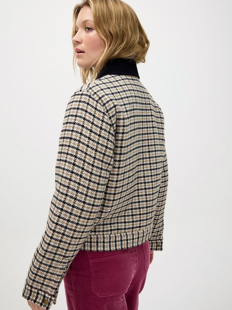 Oliver Bonas Natural Checked Jacket - Image 2 of 8 Oliver Bonas Natural Checked Jacket - Image 2 of 8