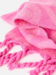 Oliver Bonas Pink Heart Print Heavyweight Twisted Tassel Scarf - Image 4 of 5