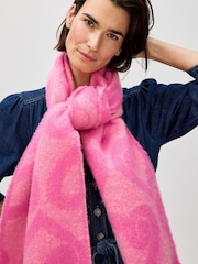 Oliver Bonas Pink Heart Print Heavyweight Twisted Tassel Scarf - Image 5 of 5