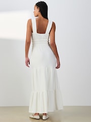 Ecru wit - Sleeveless Textured Jersey Midi Summer Dress - Afbeelding 3 van 7