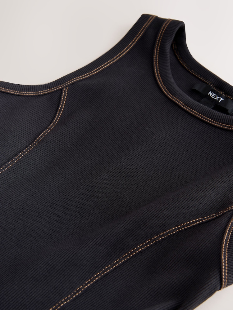 Black 2 in 1 Woven Mix Belted Midi Dress - Image 8 of 8