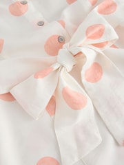 White/Pink Spot Halter Shirt Midi Belted Dress - Image 7 of 7