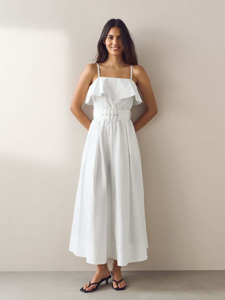White Occasion Foldover Belted Maxi Dress - Image 1 of 8