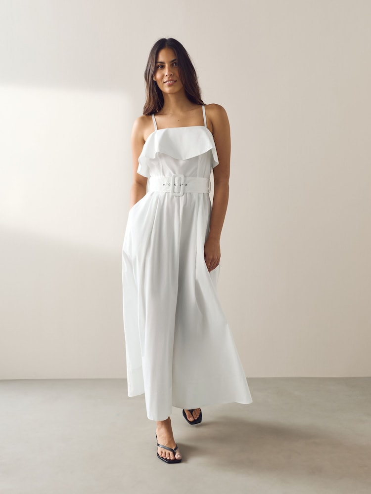 White Occasion Foldover Belted Maxi Dress - Image 2 of 8