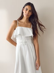 White Occasion Foldover Belted Maxi Dress - Image 4 of 8