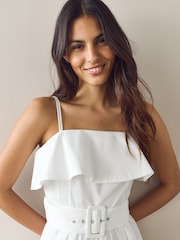 White Occasion Foldover Belted Maxi Dress - Image 5 of 8