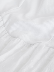 White Broderie Sleeveless Square Neck Ribbed Midi Dress - Image 4 of 4