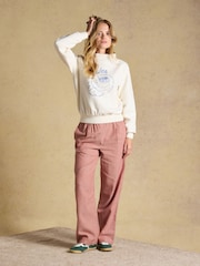Cream Joules Coffee House Cotton Blend Wide Neck Sweatshirt - Image 3 of 7