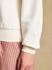 Cream Joules Coffee House Cotton Blend Wide Neck Sweatshirt - Image 4 of 7