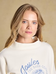 Cream Joules Coffee House Cotton Blend Wide Neck Sweatshirt - Image 5 of 7
