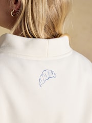 Cream Joules Coffee House Cotton Blend Wide Neck Sweatshirt - Image 6 of 7
