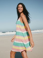 Green/Pink Stripe Lightweight Mini Dress - Image 2 of 7