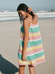 Green/Pink Stripe Lightweight Mini Dress - Image 3 of 7